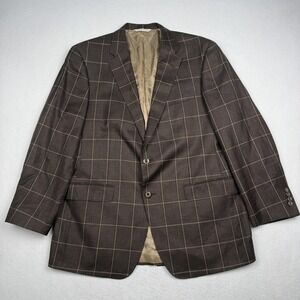 Samuelsohn Sport Coat Jacket Mens 44 Brown Plaid Wool Linen Silk Gable Canada